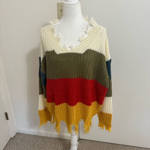 Bluivy small/medium 100%acrylic color block oversized pullover sweater NWT - Picture 2 of 6